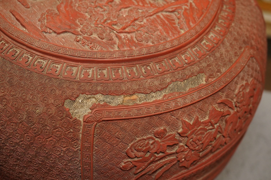 A Chinese cinnabar lacquer box and cover, 18th/19th century